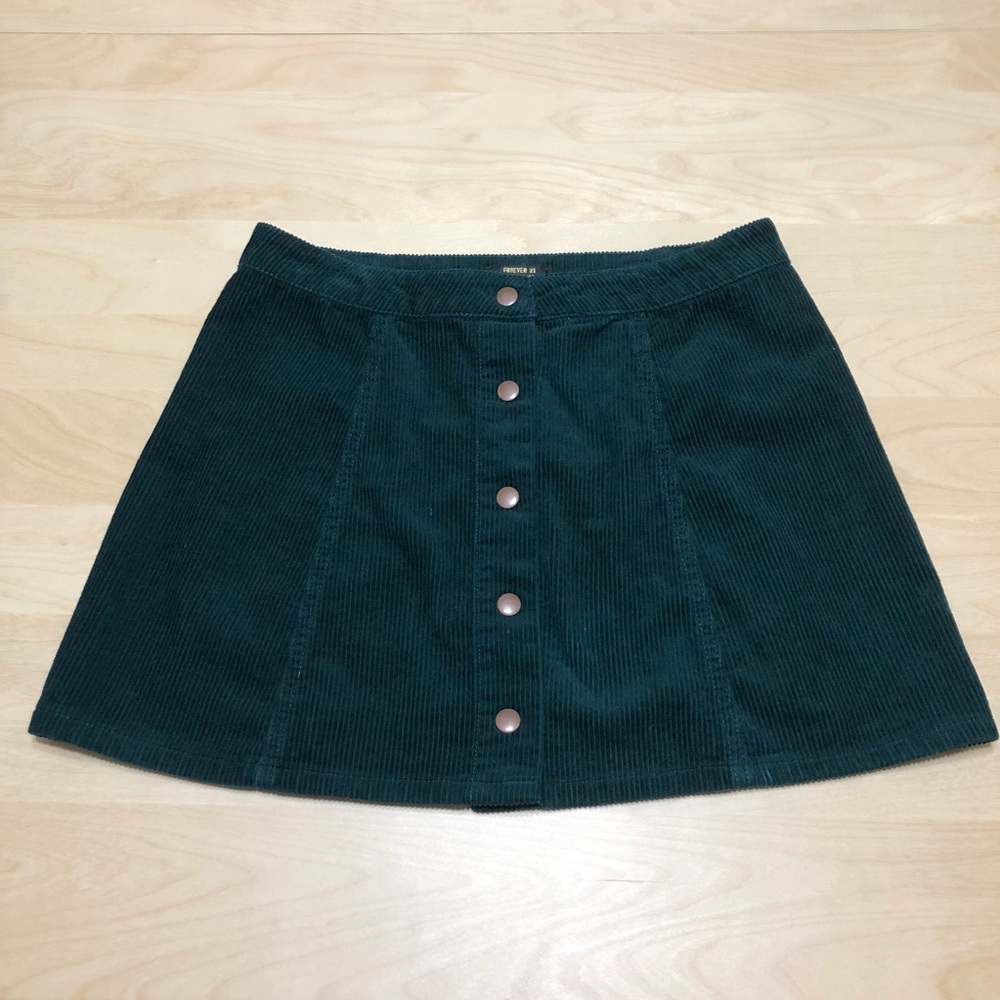 Forever 21 Dark Green Corduroy Mini Skirt - Picture 1 of 6